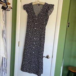 SHEIN Black and White Floral Midi Dress